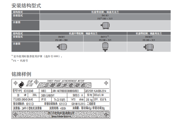 1TL0003 西門(mén)子貝得低壓三相異步電機(jī)安裝結(jié)構(gòu)